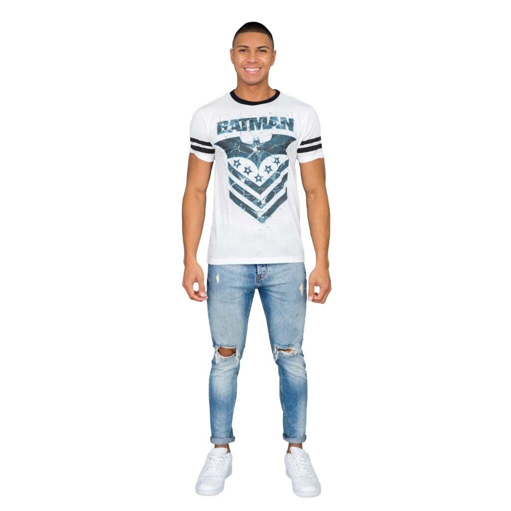 Batman The Dark Knight Arrow Logo White Mens T-Shirt