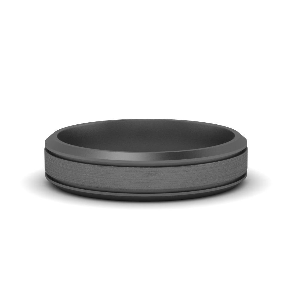 Beveled Inlay Mens Wedding Band