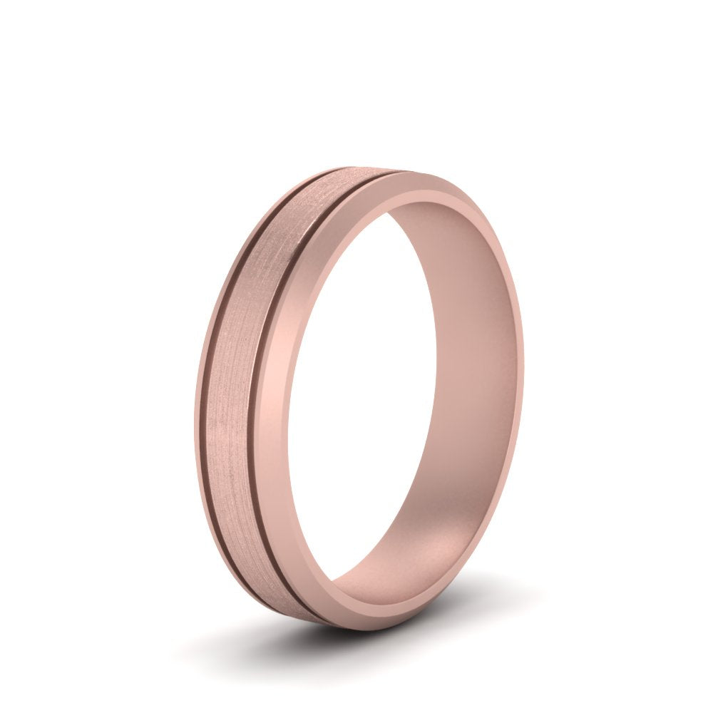 Beveled Inlay Mens Wedding Band