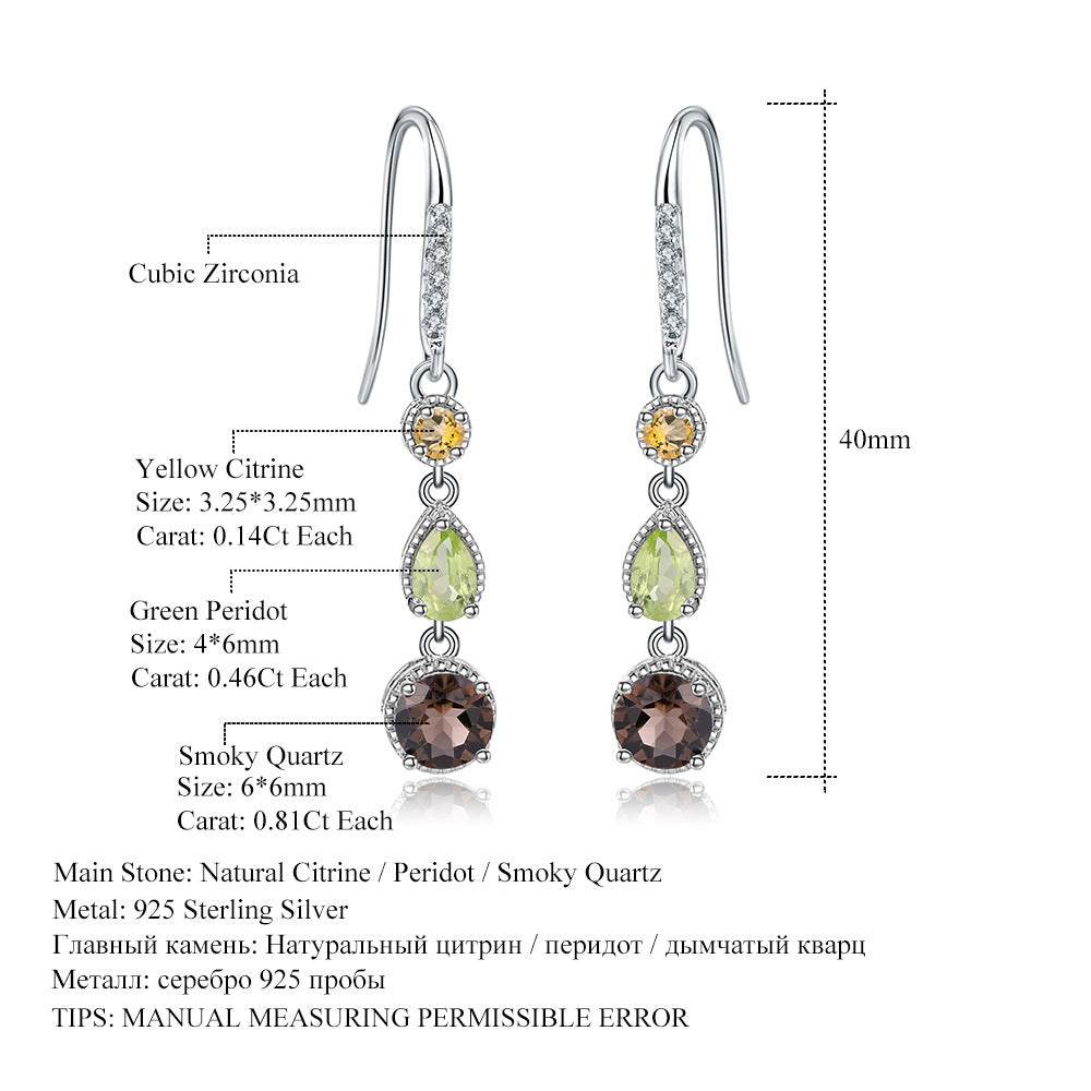 Elegant Gemstone S925 Silver Earrings