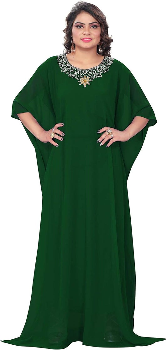 Elegant Hand-Embroidered Georgette Chiffon Kaftan