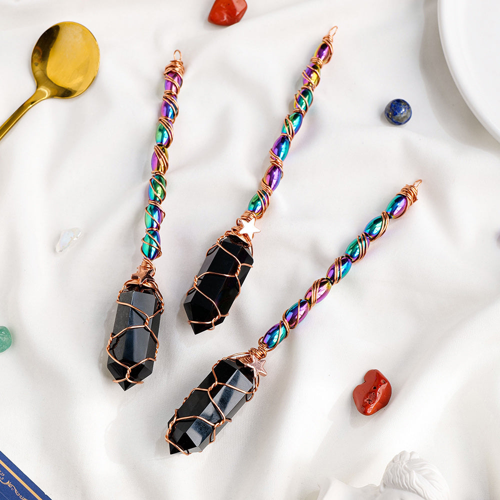 Obsidian Double-Pointed Scepter Pendant