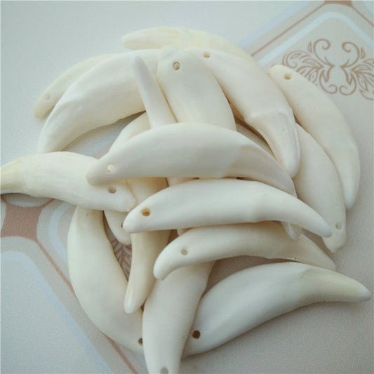 Wolf Tooth Pendant Bleached Necklace Ornament