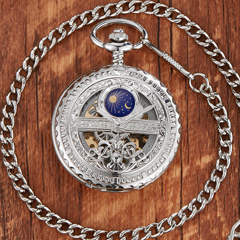Golden Retro Semi-automatic Mechanical Pocket Watch