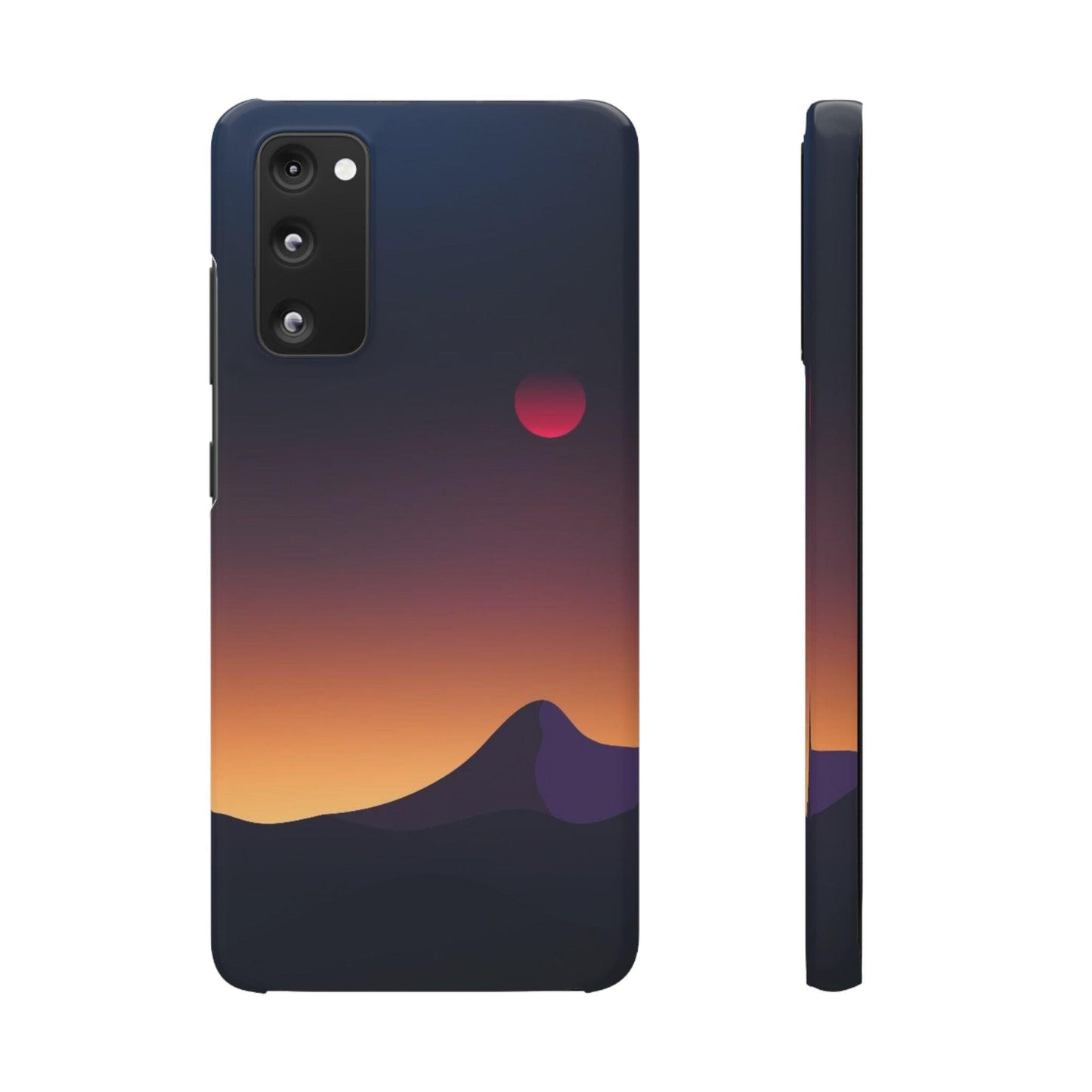 Samsung Soft Silicon Case with Minimalist Sunset Mountain Landscape Design