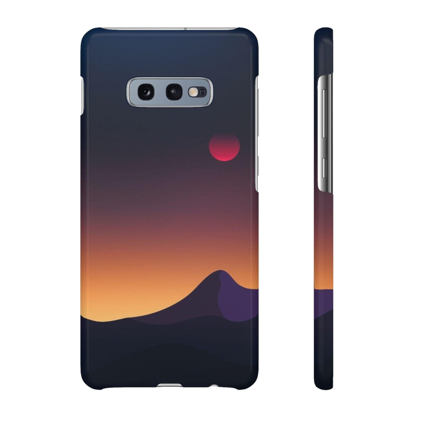 Samsung Soft Silicon Case with Minimalist Sunset Mountain Landscape Design