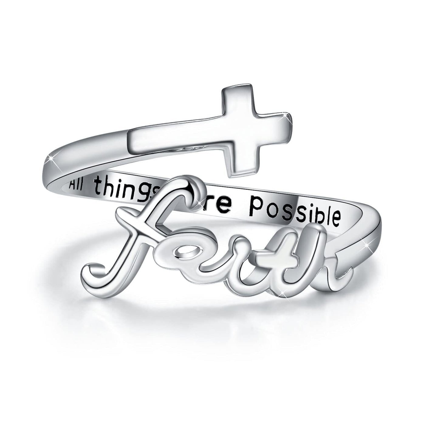 925 Sterling Silver Faith Cross Ring