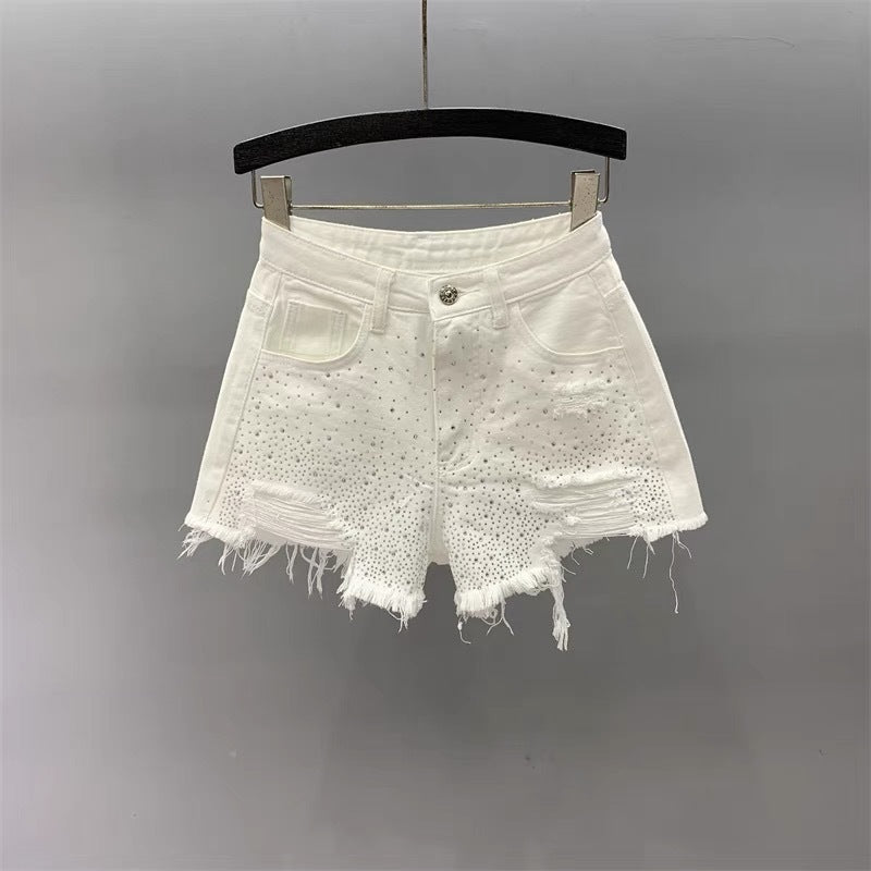 High Waist Slimming Rhinestone Hot Pants