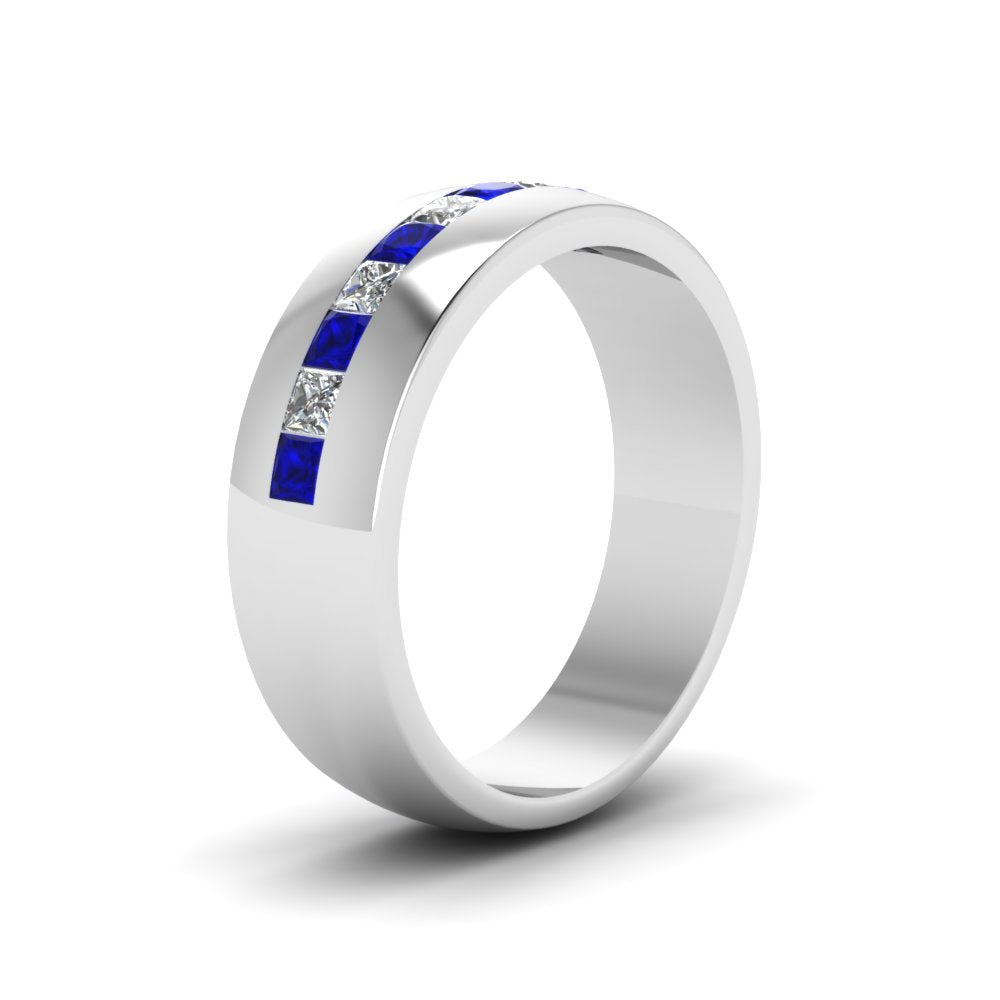 Mens Channel Set Square Wedding Ring