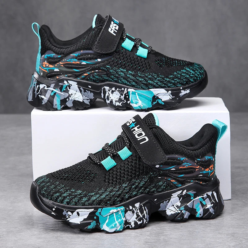 Children's sports shoes boys' mesh breathable soft soled running shoes