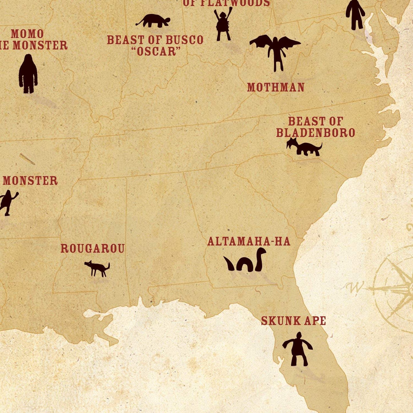 Cryptids  of the USA Postcard