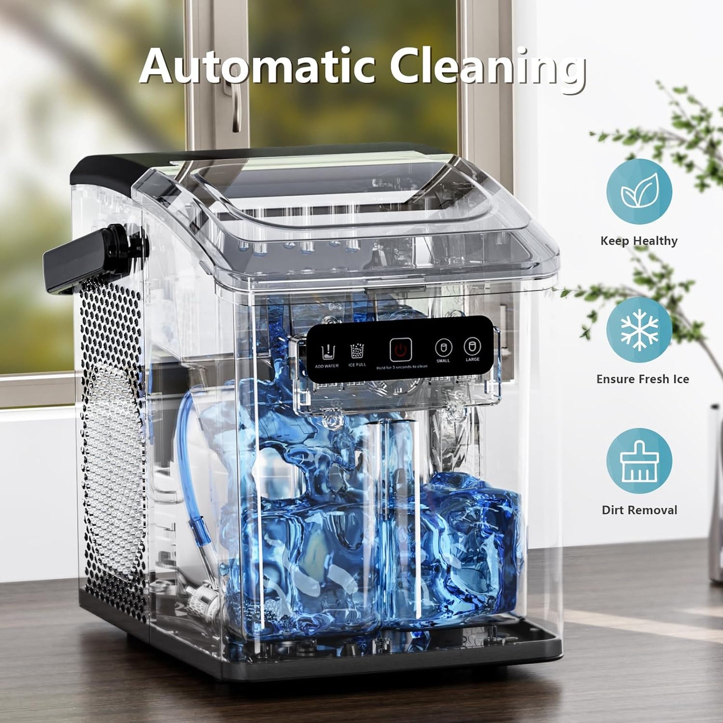 Countertop Ice Maker,Portable Ice Machine with Handle,for Home/Kitchen/Camping/RV Z3424-BLACK