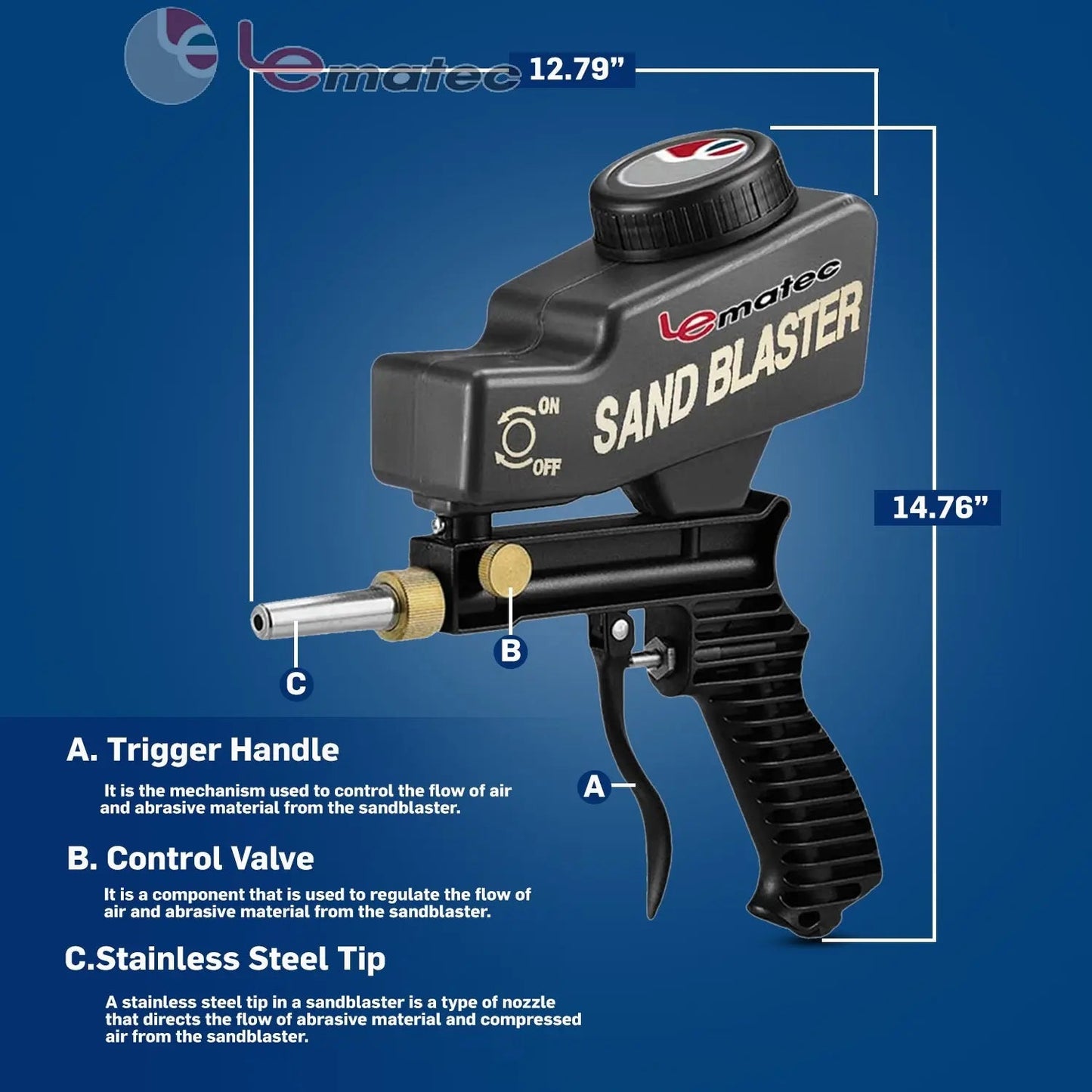 Professional Sandblaster Kit - 150 PSI Multi-Media with Control Valve