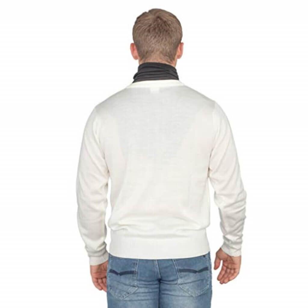 Crazy Cousin White V-Neck Sweater with Black Dickey