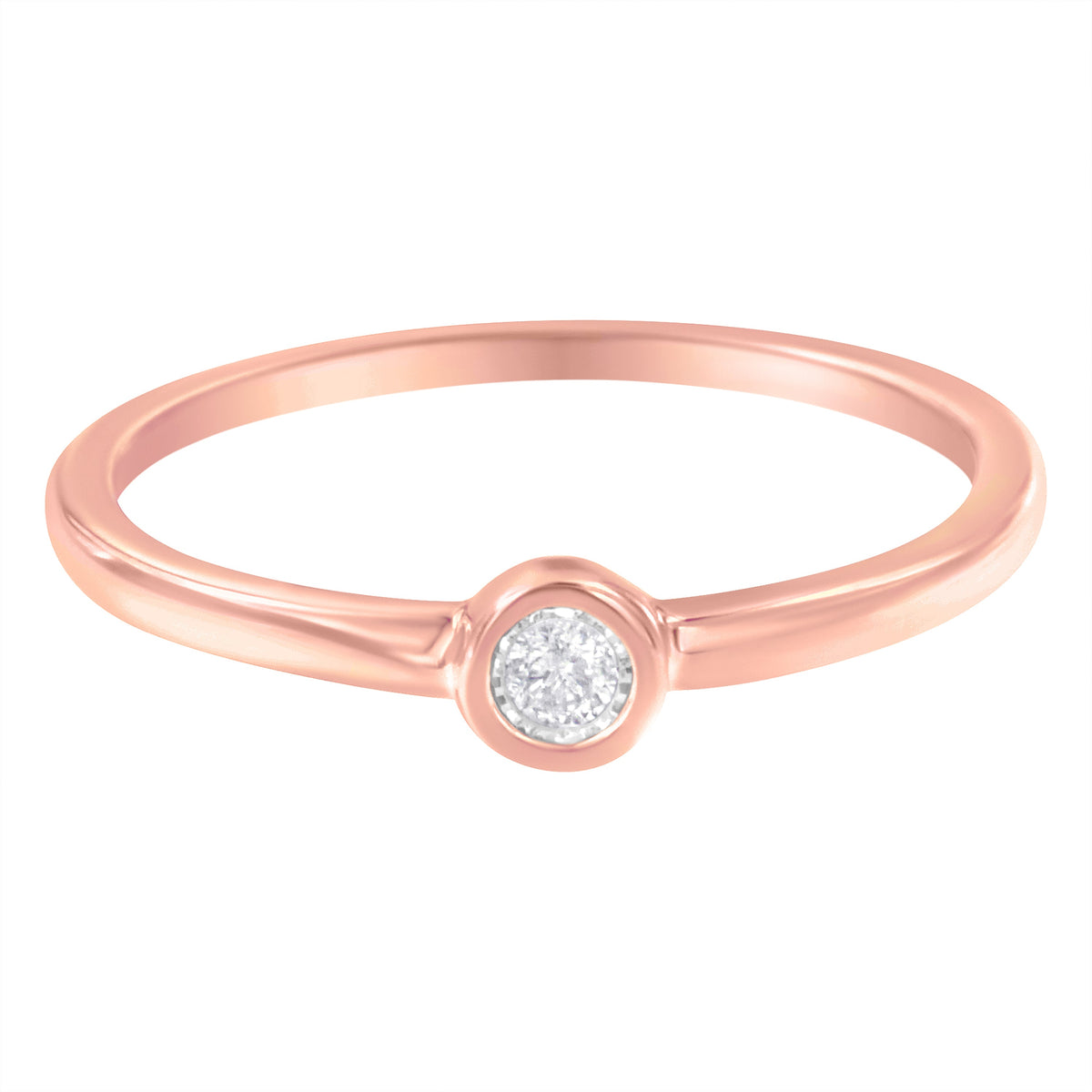 14K Rose Gold Plated .925 Sterling Silver Miracle Set Diamond Ring (1/20 Cttw, J-K Color, I1-I2 Clarity) - Size 6