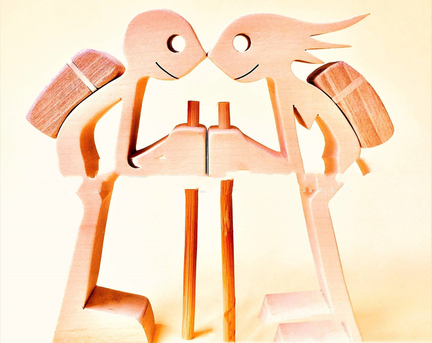 DIY Wooden Dog Figurine Sculpture Home Decor