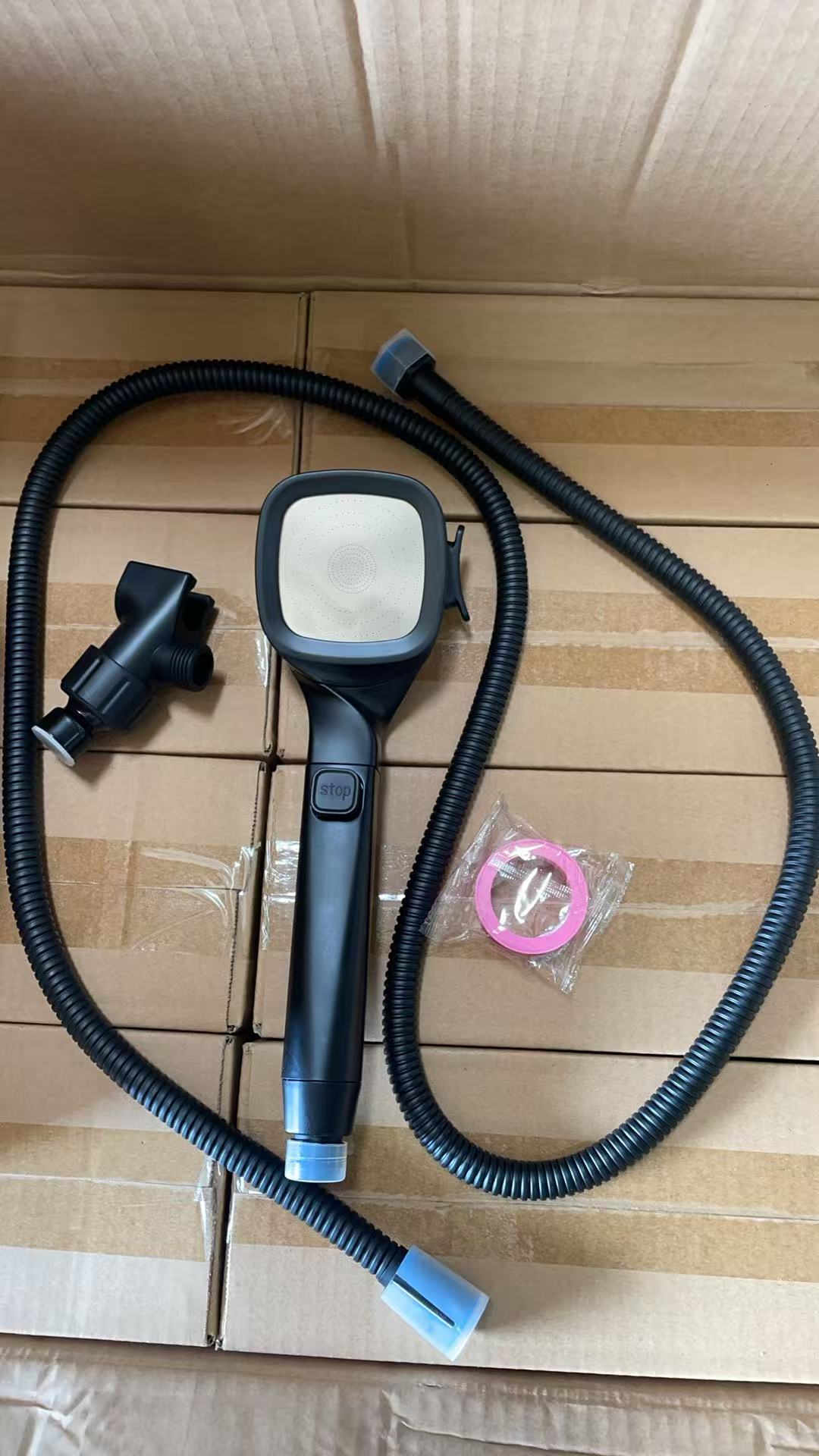 11-Inch Matte Black Shower Head with 59" Hose, 4 Settings & Dual-Outlet High Pressure — Wall-Mounted Handheld Shower