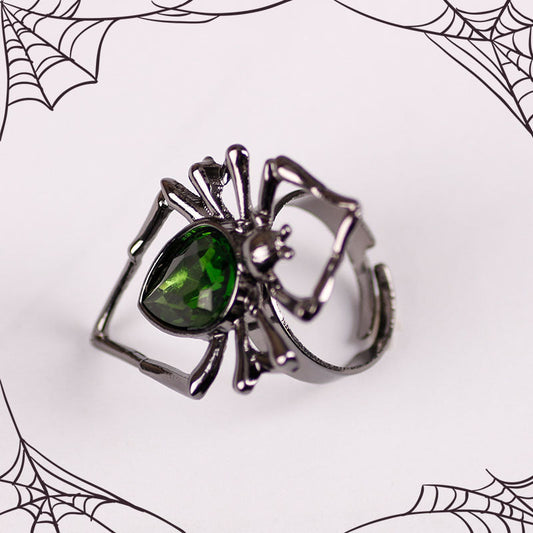 Retro Black Spider Rhinestone Ring