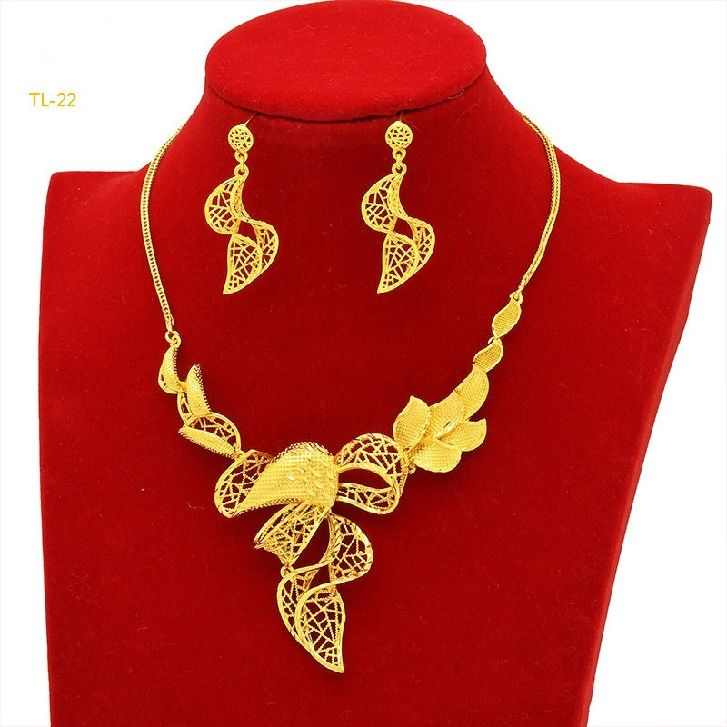 Gold Flower Jewelry Set