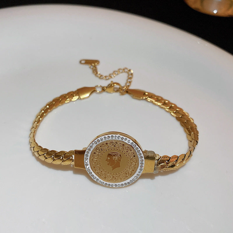 Retro Titanium Steel Diamond Ear Clip Earrings