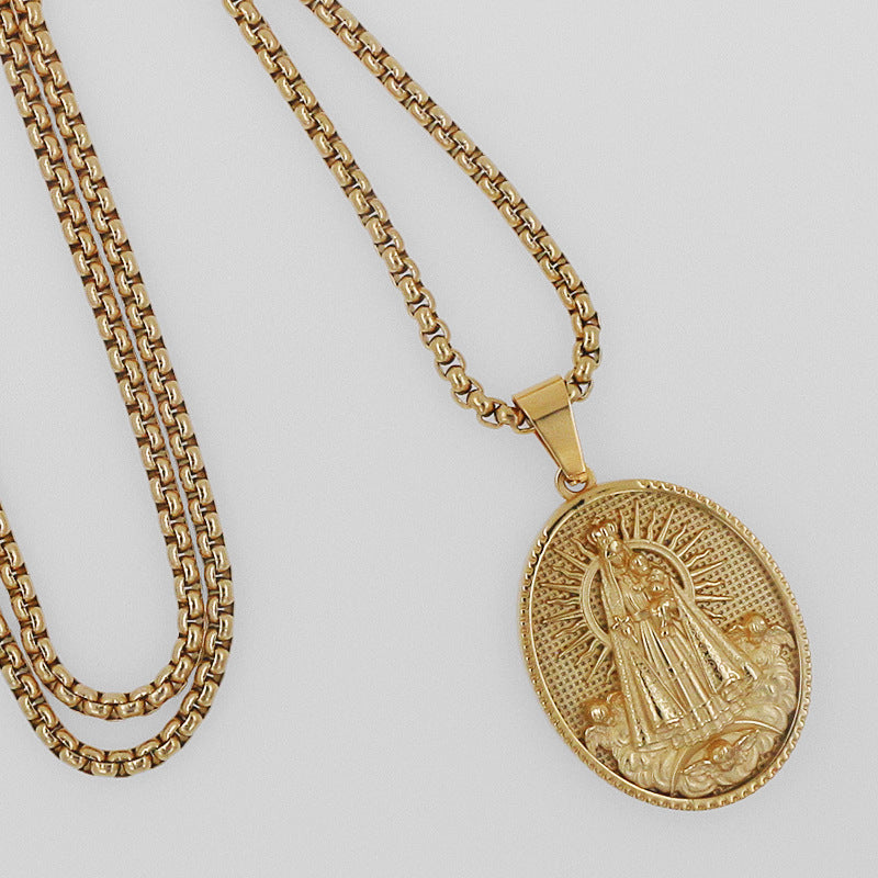 Stainless Steel Retro Mother-Son Pendant