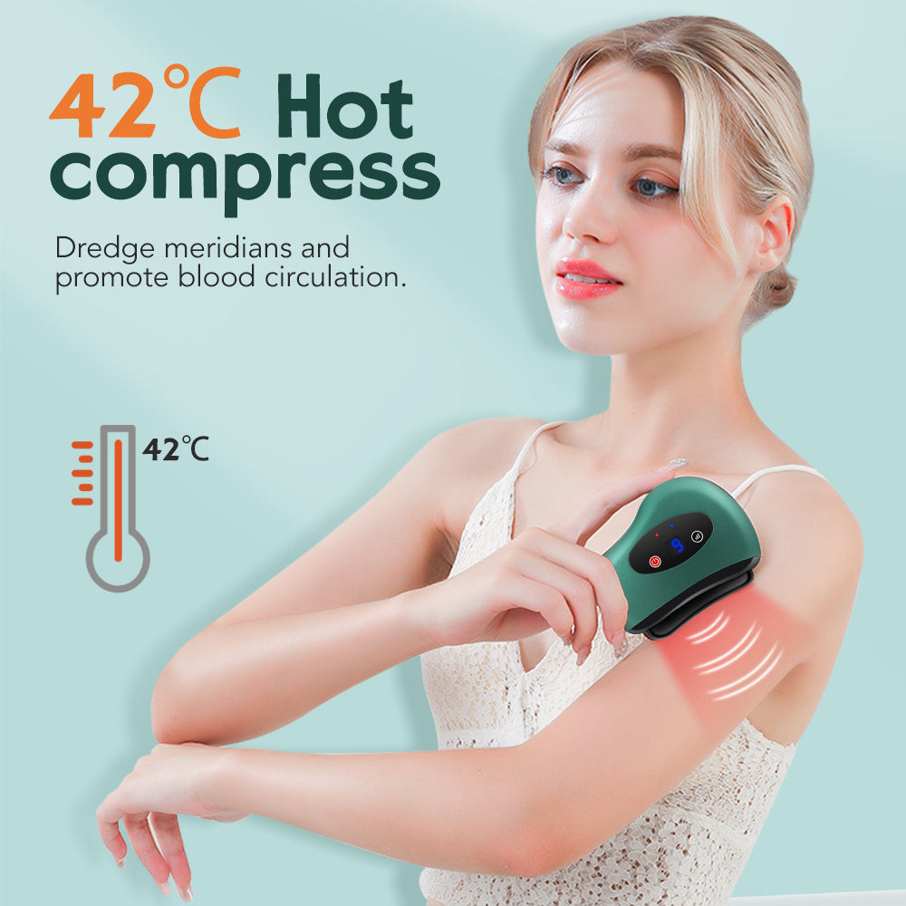 Electric Bianstone Gua Sha Massager with Hot Compress and Vibration