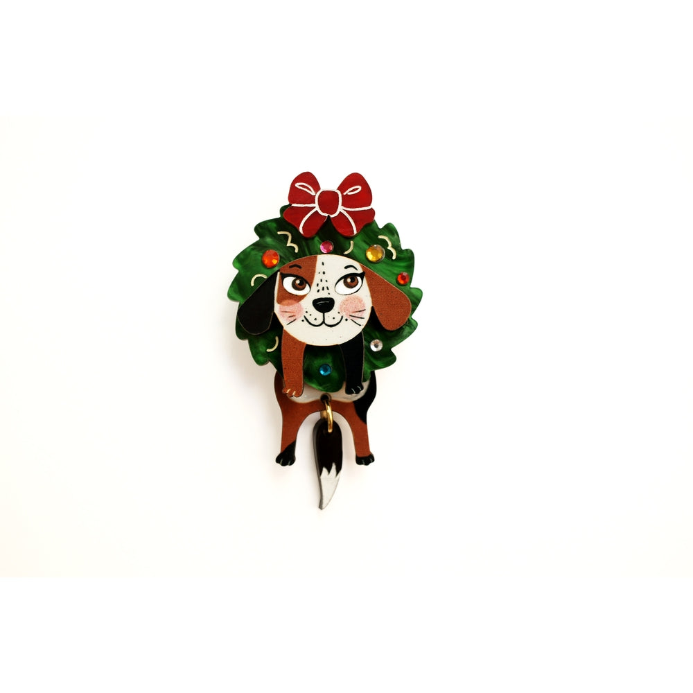 Dog in A Christmas Wreath Button Cover by Laliblue