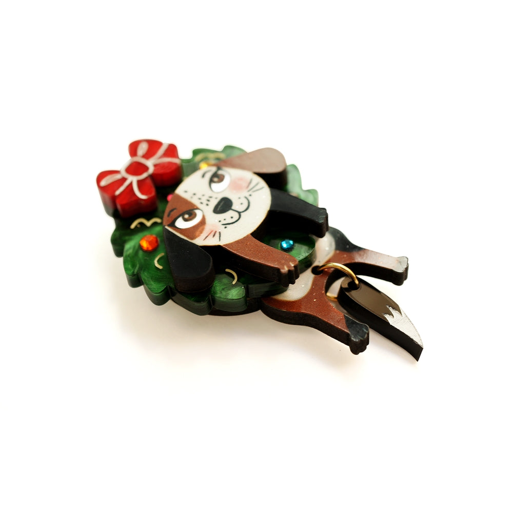 Dog in A Christmas Wreath Button Cover by Laliblue