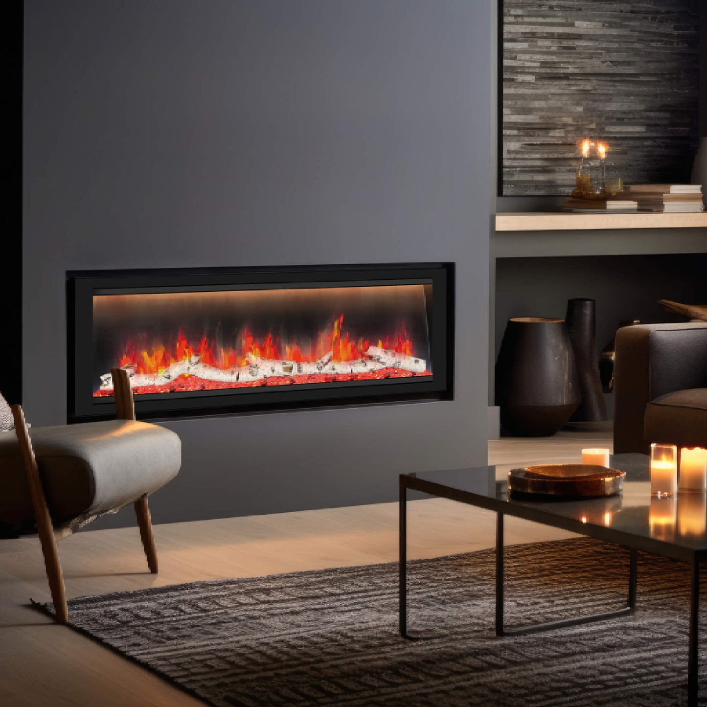 Dynasty Allegro 58" Smart Linear Electric Fireplace With Heater Timer Settings [DY-BFM58] (SAK23948)