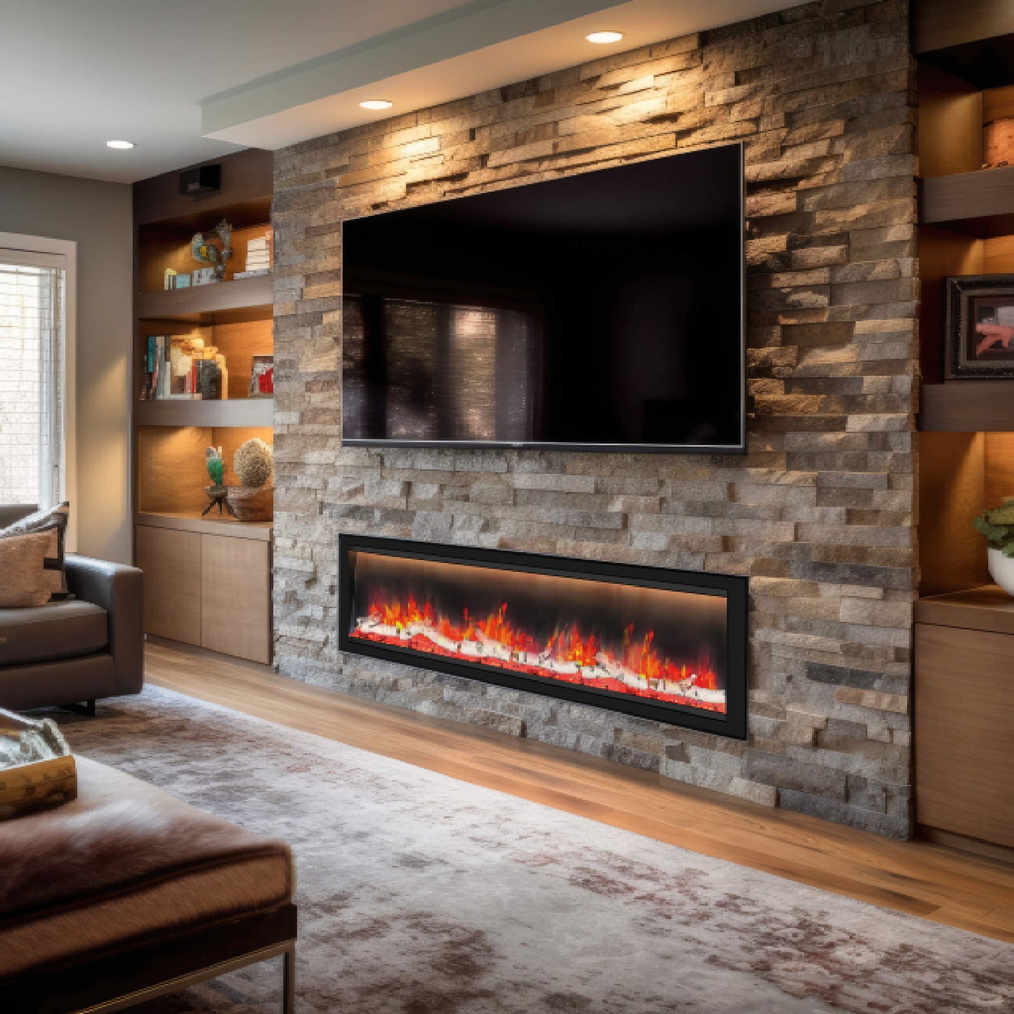 Dynasty Allegro 76" Black Smart Linear Electric Fireplace [DY-BFM76] (SAK56392)