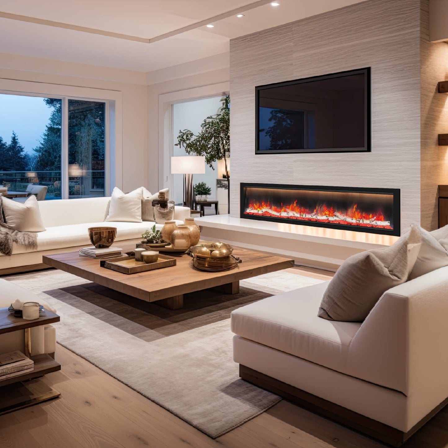 Dynasty Allegro 76" Black Smart Linear Electric Fireplace [DY-BFM76] (SAK56392)