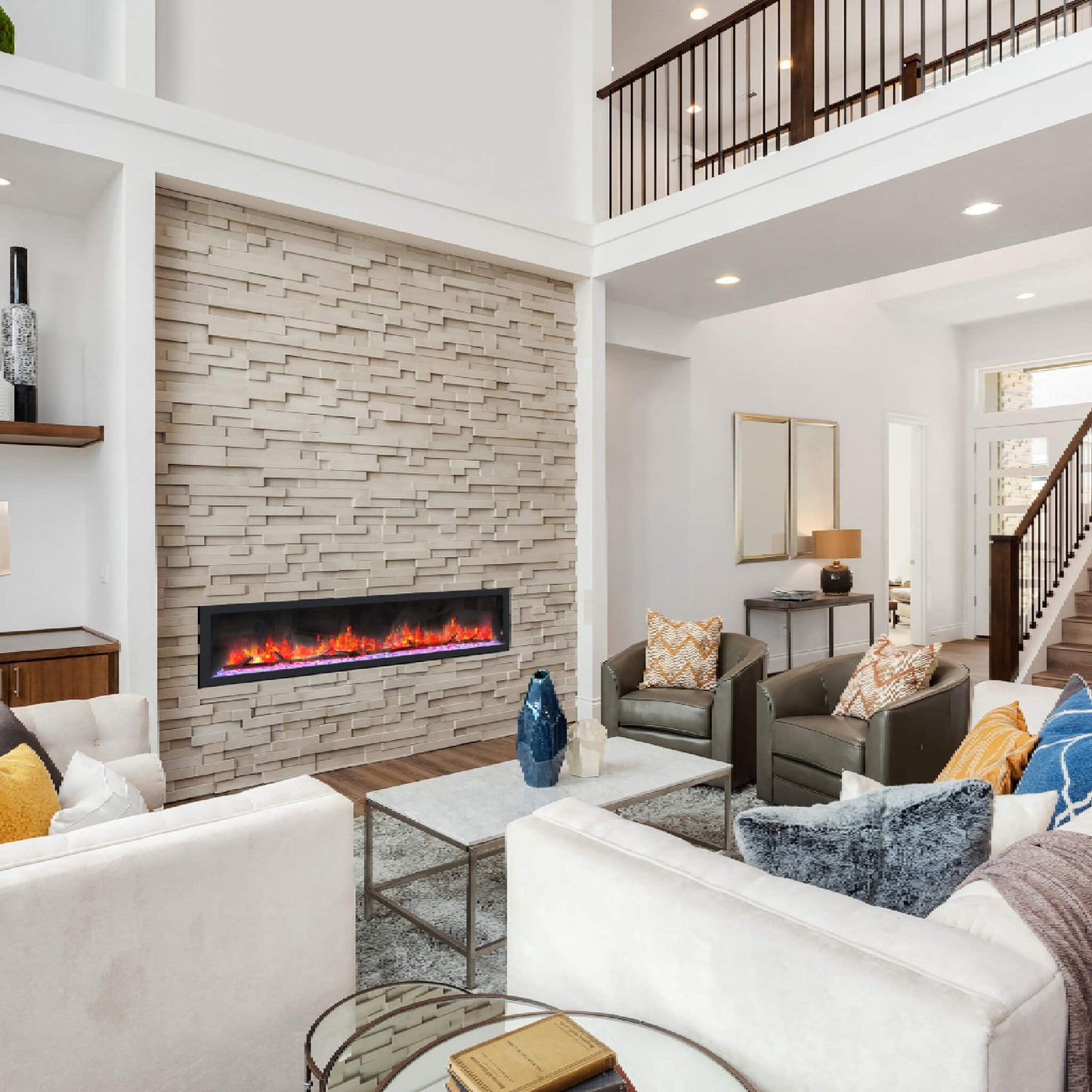 Dynasty Cascade 74" Smart Linear Electric Fireplace [DY-BTX74] (SAK61984)