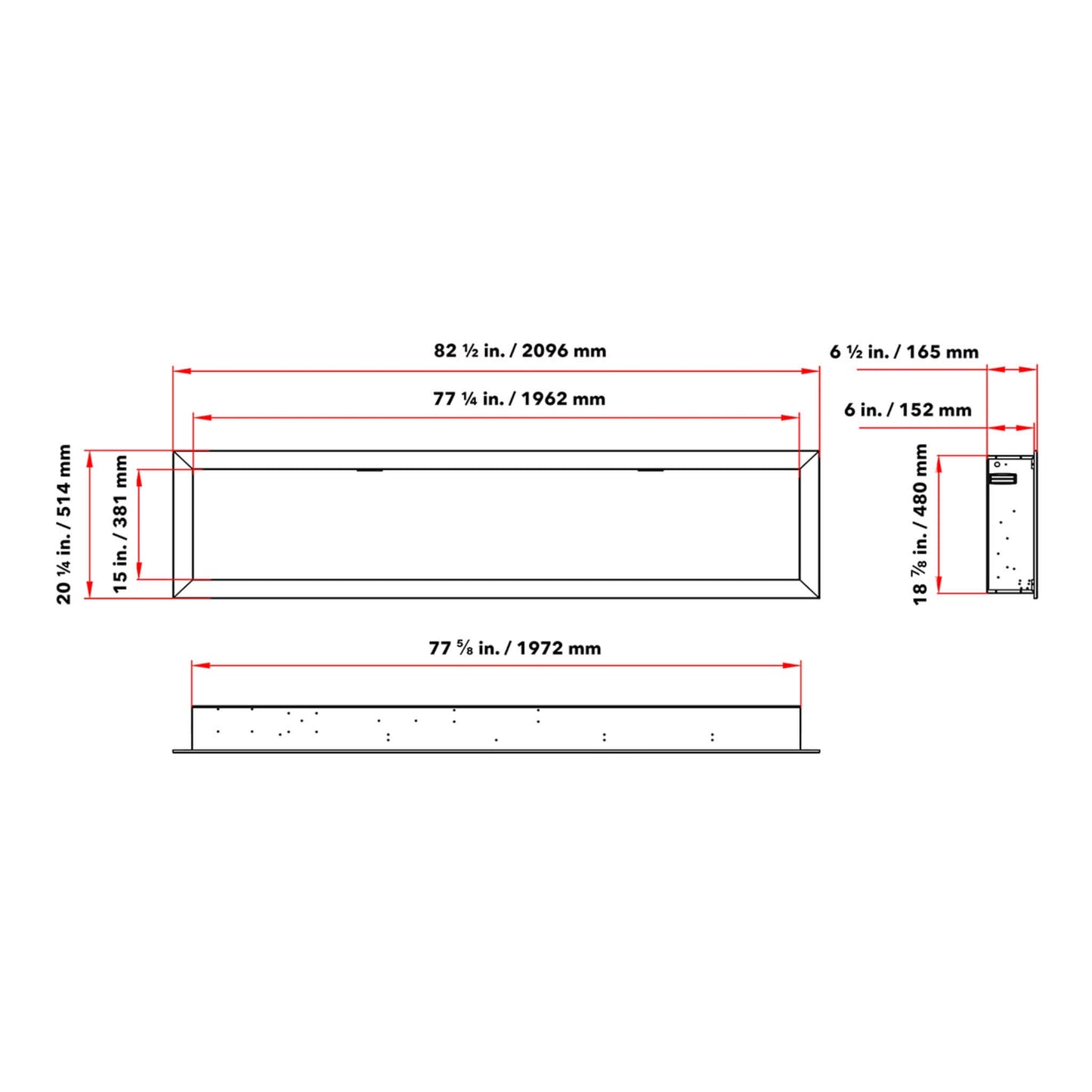 Dynasty Cascade 82" Recessed Linear Electric Fireplace [DY-BTX82] (SAK30567)