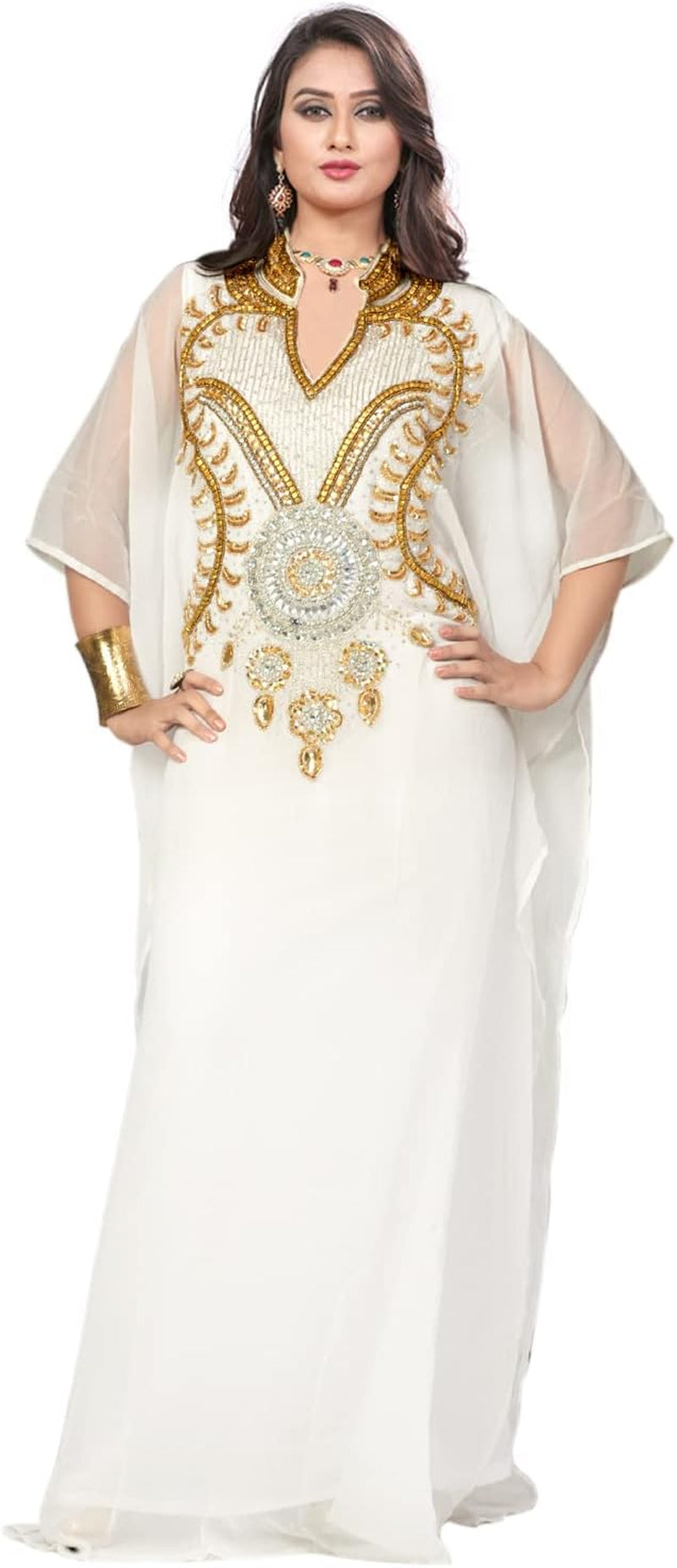 Elegant Hand-Embroidered Georgette Chiffon Kaftan