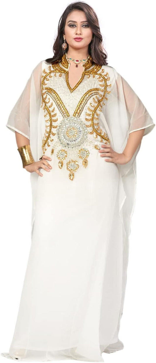 Elegant Hand-Embroidered Georgette Chiffon Kaftan