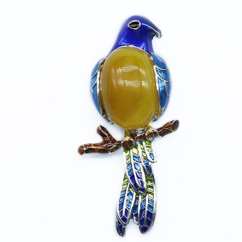 Gemstone Inlaid Brooch Pendant