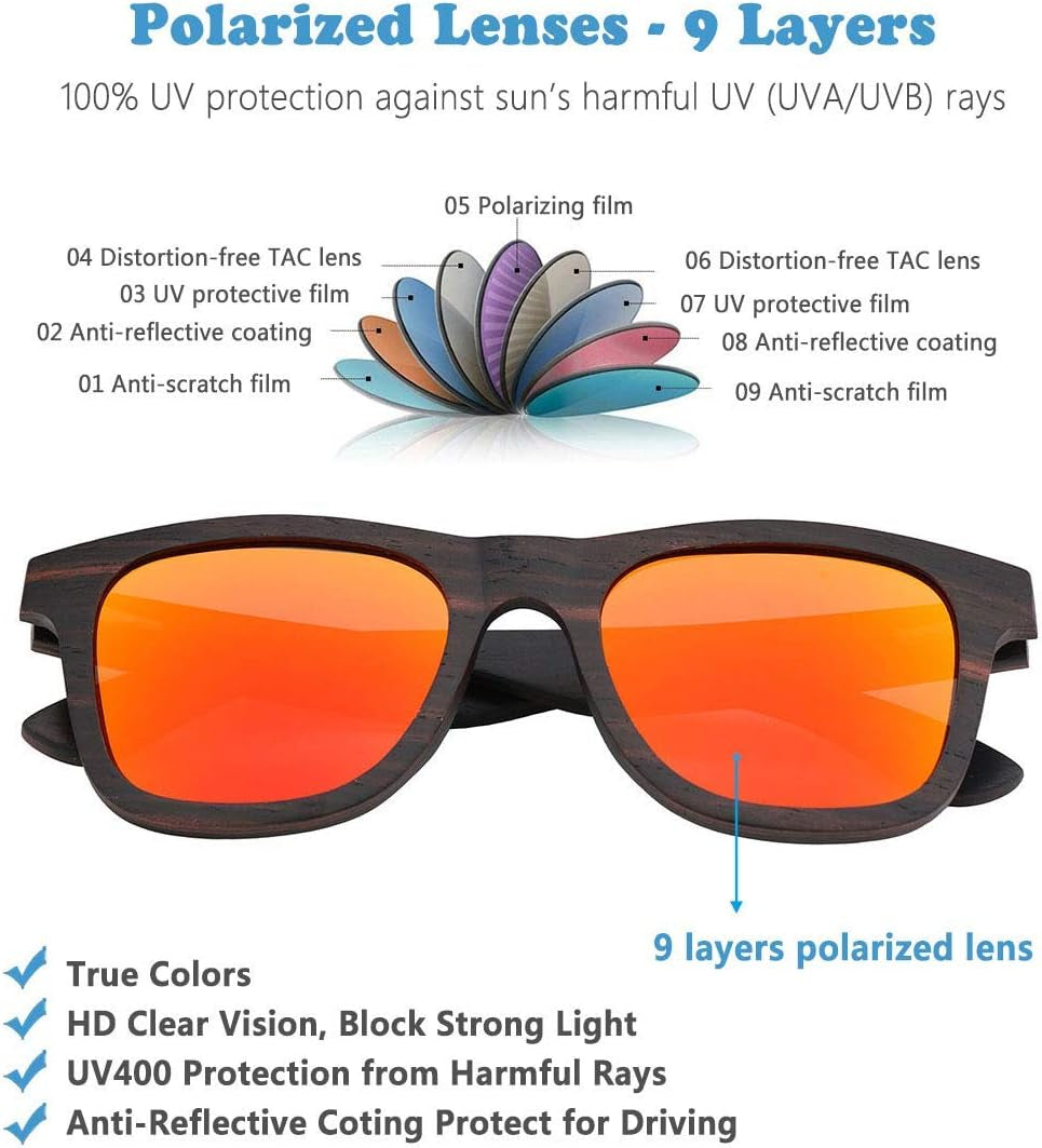 Eco-Friendly Polarized Bamboo Wood Sunglasses – Handcrafted, Sustainable Eyewear for Men & Women