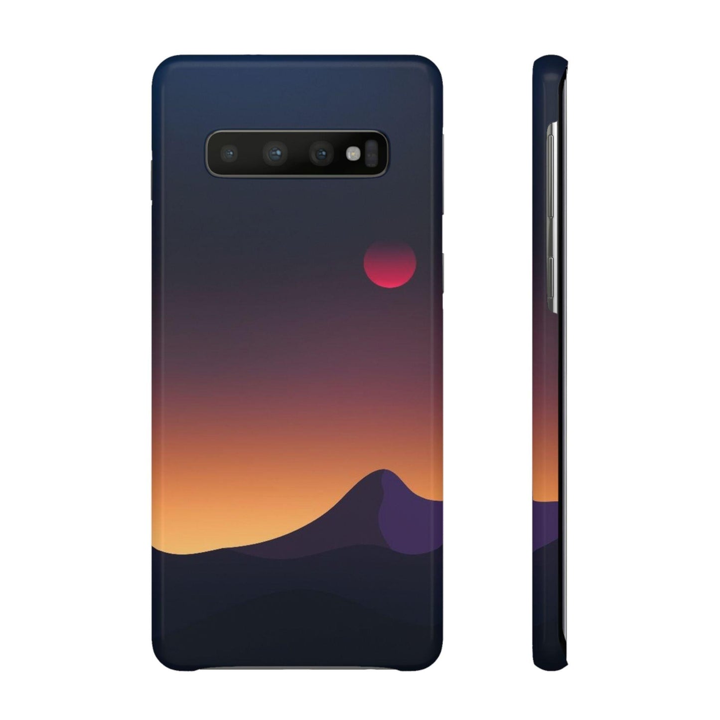 Samsung Soft Silicon Case with Minimalist Sunset Mountain Landscape Design