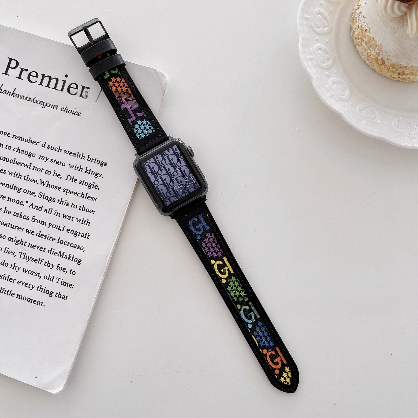 Knitted GD Hollow Leather Watch Band