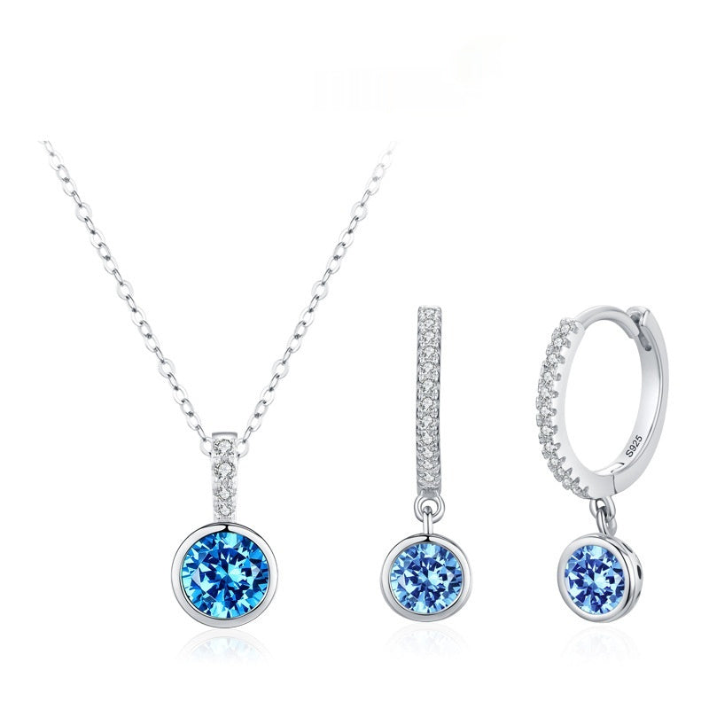 Women's Sea Blue Diamond Jewelry Set