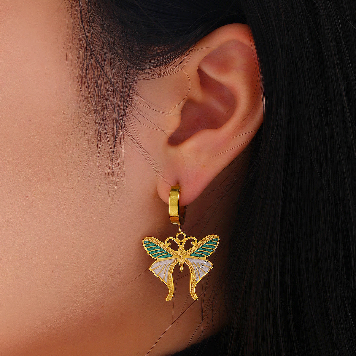 Colorful Butterfly Diamond Ear Hanging