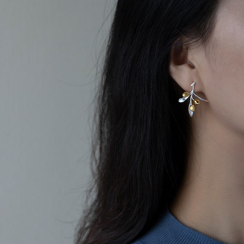 Love's Taste Silver Olive Branch Studs