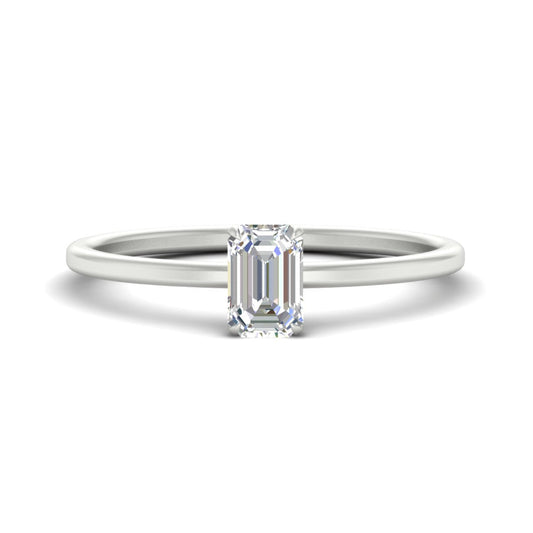 Emerald Cut Thin Classic Solitaire Ring