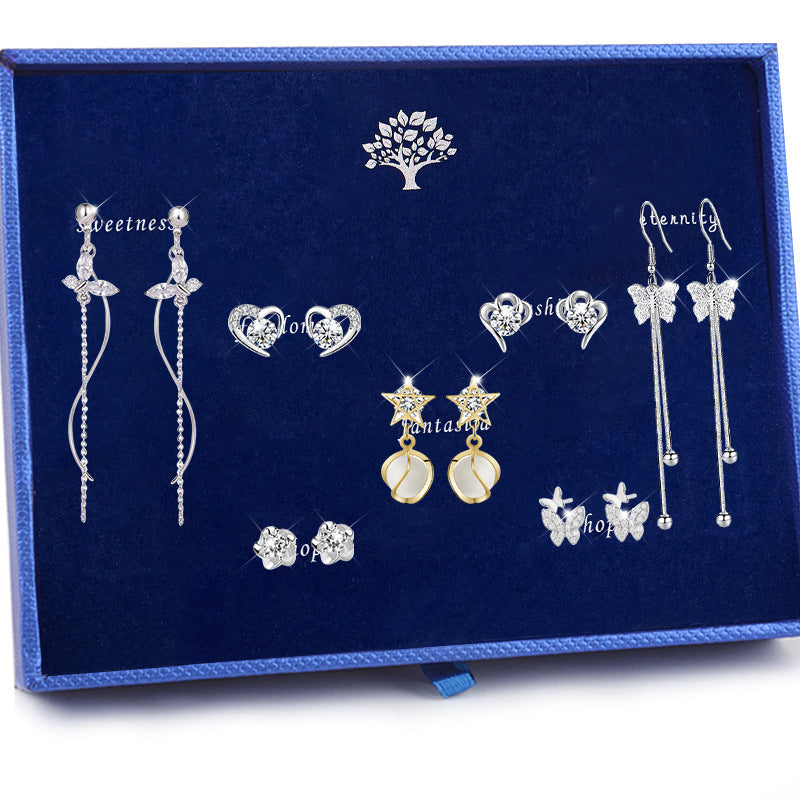 Sterling Silver Long Bow Earrings Set