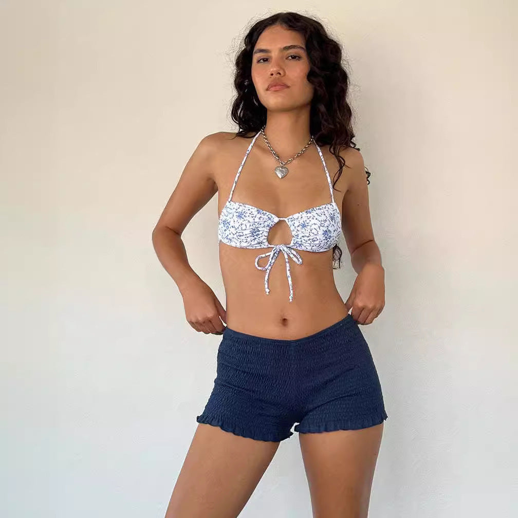 Elastic Waist Close-fitting Casual Shorts