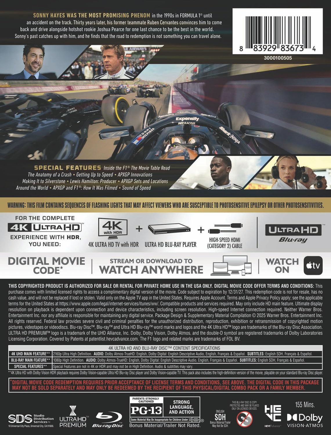 F1: The Movie - Limited Edition Steelbook (4K Ultra HD + Blu-ray + Digital)