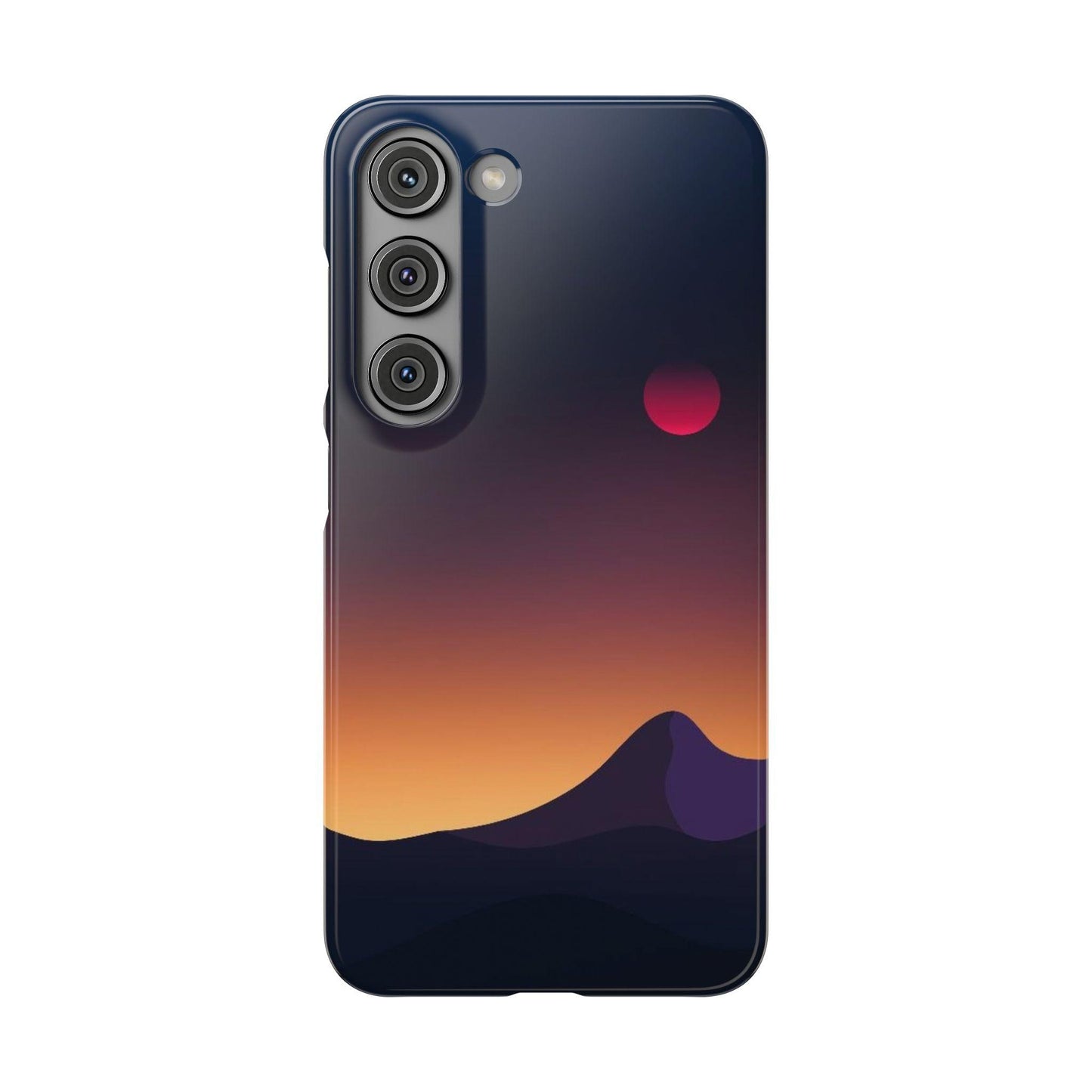 Samsung Soft Silicon Case with Minimalist Sunset Mountain Landscape Design