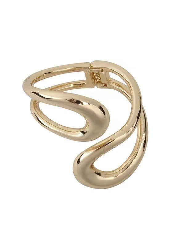 Streamlined Geometry Metal Bracelet for Women