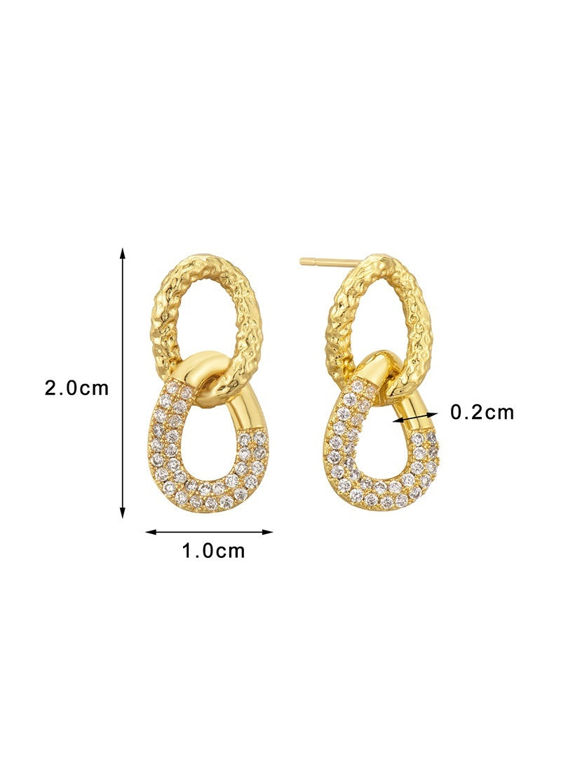 Retro Double Ring Zircon Studs