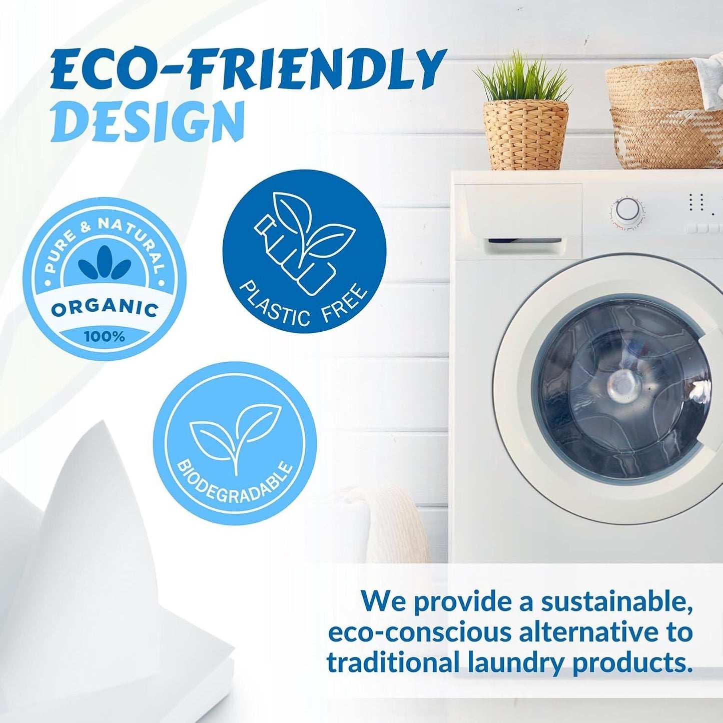 Naturesland Premium Unscented Laundry Detergent Sheets — 100 Loads, Eco-Friendly & Hypoallergenic (50 Sheets)